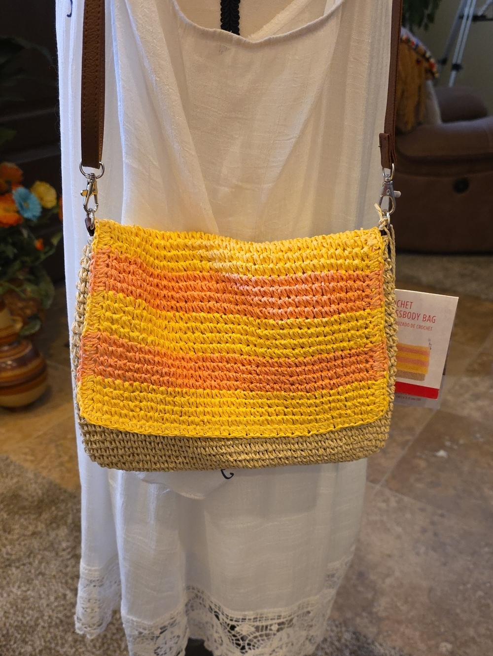 Handwoven Yellow & Orange Crochet Crossbody Bag